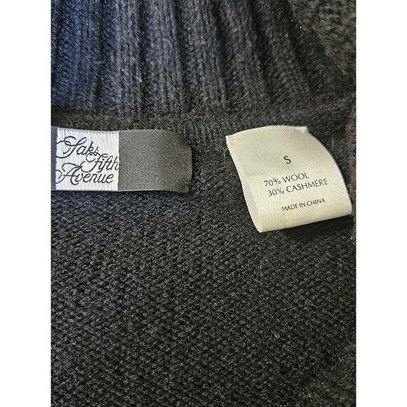 Saks Fifth Avenue Cardigan, Wool/Cashmere blend, black size S - Picture 2 of 6
